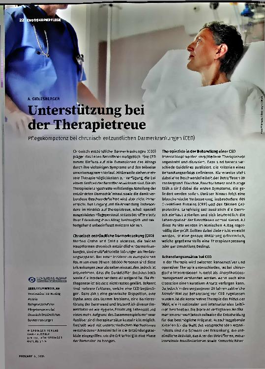 Vorschauseite 1: Unterstützung bei der Therapietreue und Pflegekompetenz bei chronisch entzündlichen Darmerkrankungen (CED)