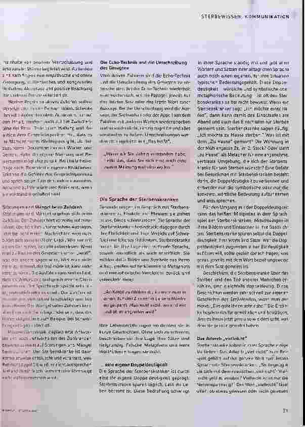 Vorschauseite 3: Wir wissen Wege für eine angemessene Kommunikation mit Sterbenskranken.