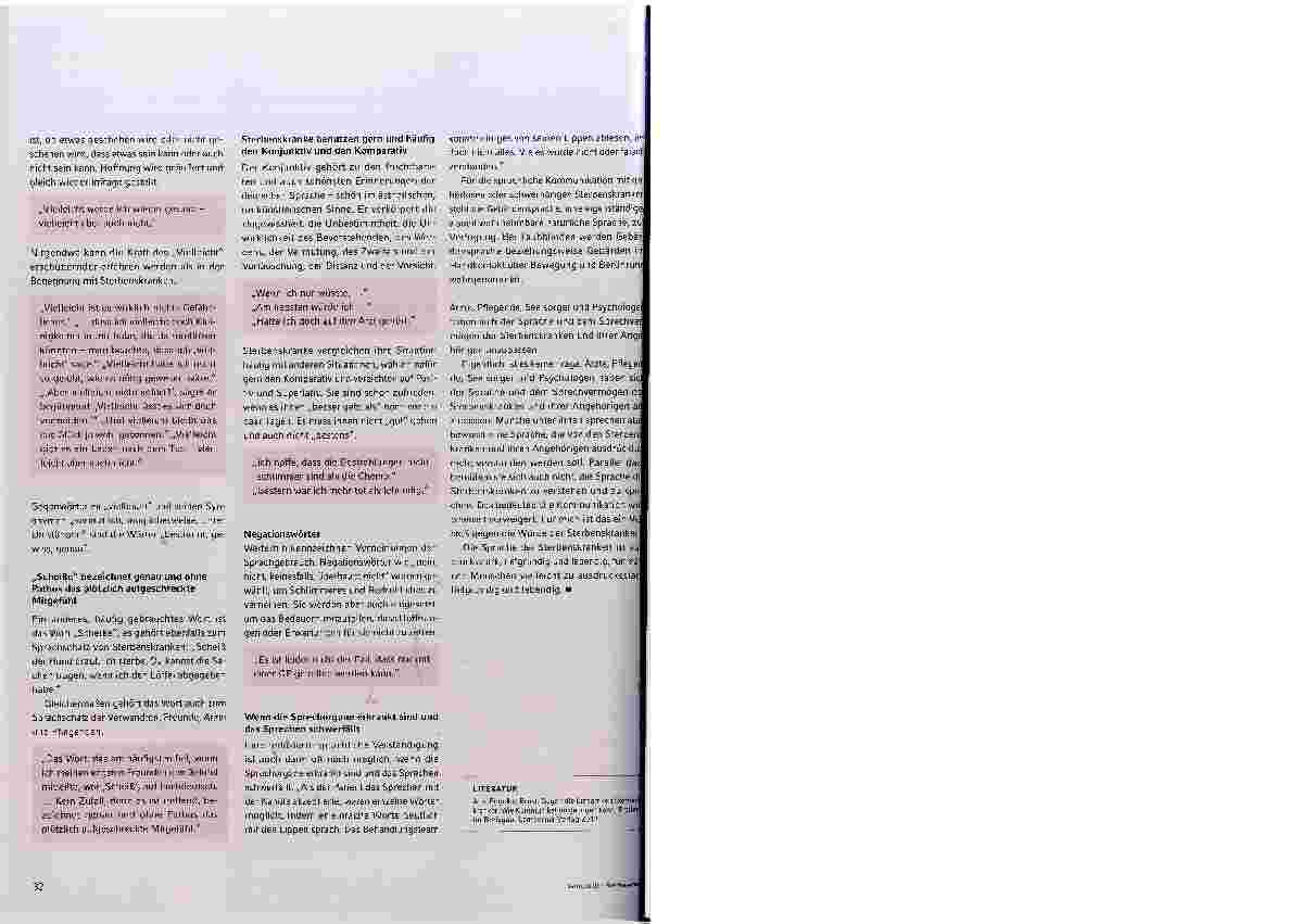 Vorschauseite 4: Wir wissen Wege für eine angemessene Kommunikation mit Sterbenskranken.