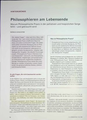 Vorschauseite 3: Philosophieren am Lebensende Warum Philosophische Praxis in der palliativen und hospizlichen Sorge fehlt - und gebraucht wird