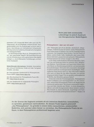 Vorschauseite 4: Philosophieren am Lebensende Warum Philosophische Praxis in der palliativen und hospizlichen Sorge fehlt - und gebraucht wird