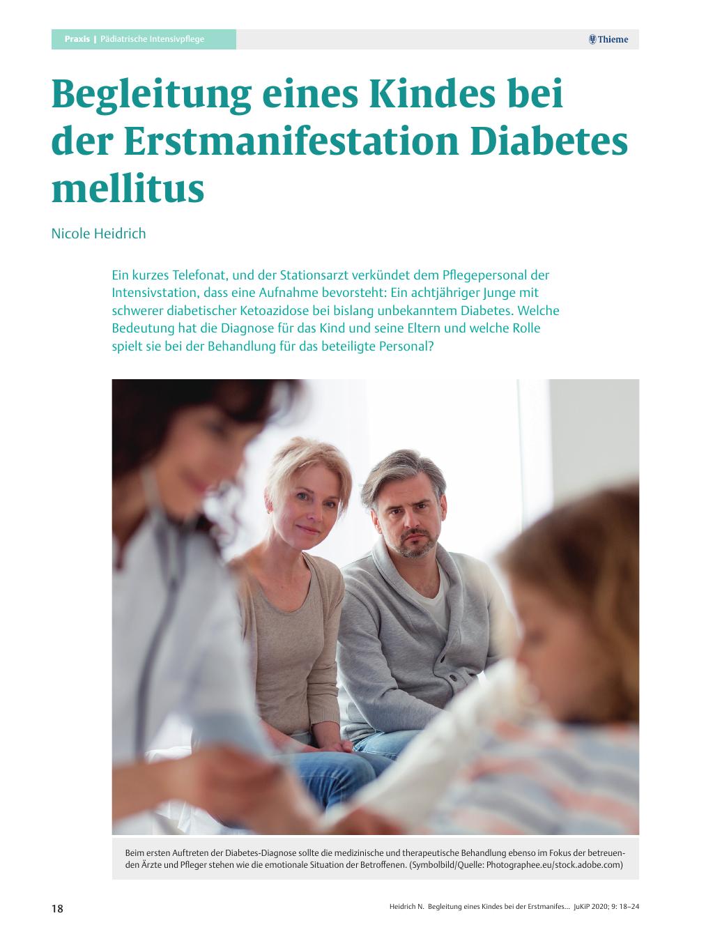 Vorschauseite 1: Begleitung eines Kindes bei der Erstmanifestation Diabetes mellitus