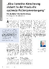 Vorschauseite 1: „Eine korrekte Abrechnung sichert in der Praxis die optimale Patientenversorgung. “