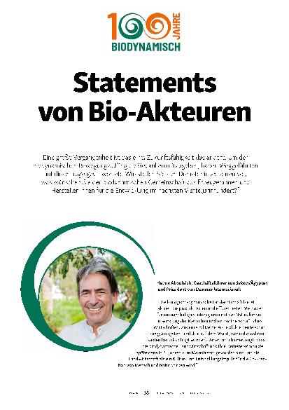 Vorschauseite 1: Statements von Bio-Akteuren