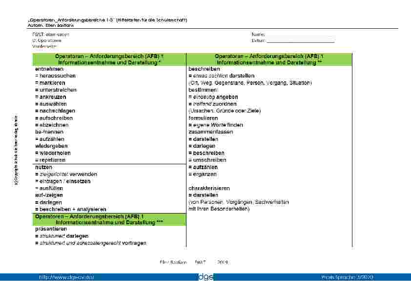 Vorschauseite 4: Operatoren_Anforderungsbereiche 1-3“ (Hilfekarten für die Lehrerschaft