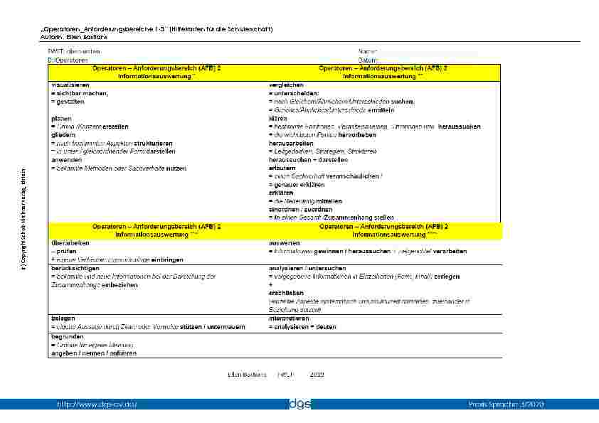 Vorschauseite 6: Operatoren_Anforderungsbereiche 1-3“ (Hilfekarten für die Lehrerschaft