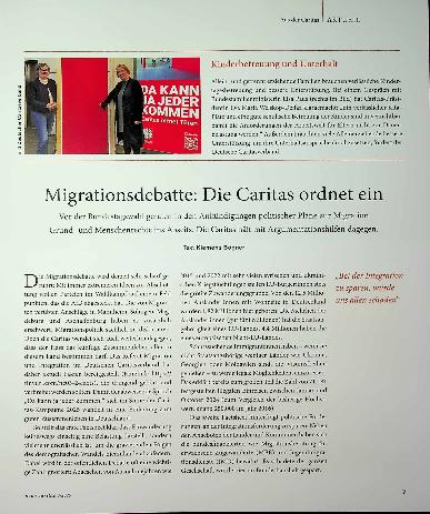 Vorschauseite 1: Migrationsdebatte: Die Caritas ordnet ein