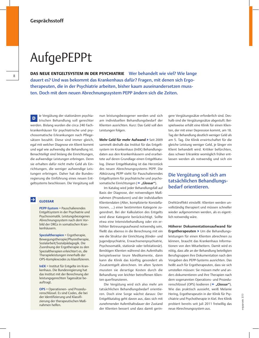 Vorschauseite 1: Das neue Entgeltsystem in der Psychiatrie ? AufgePEPPt