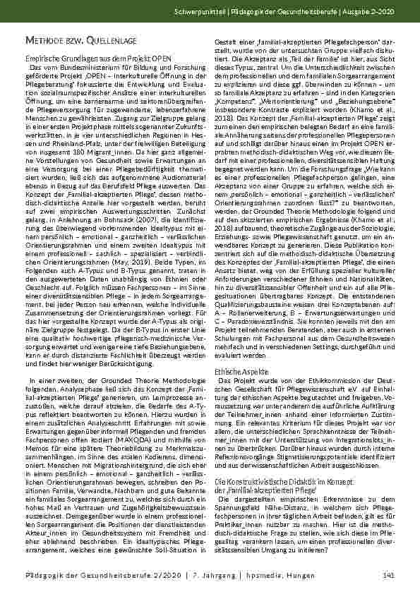 Vorschauseite 3: Theorie-Praxis-Transfer im Feld Diversitätsund kultursensibler Pflege. Das Konzept der Familial-akzeptierten Pflege und sein methodisch-didaktischer Ansatz im Diskurs.