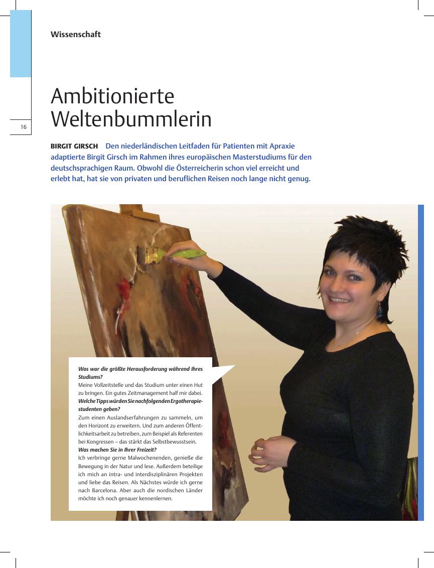 Vorschauseite 1: Birgit Girsch ? Ambitionierte Weltenbummlerin
