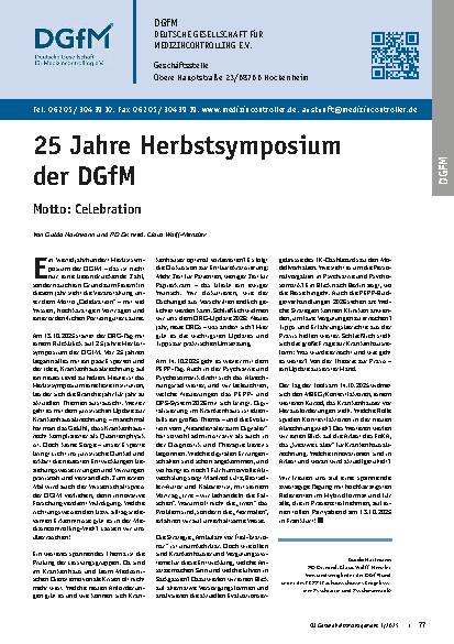 Vorschauseite 1: 25 Jahre Herbstsymposium der DGfM Motto: Celebration