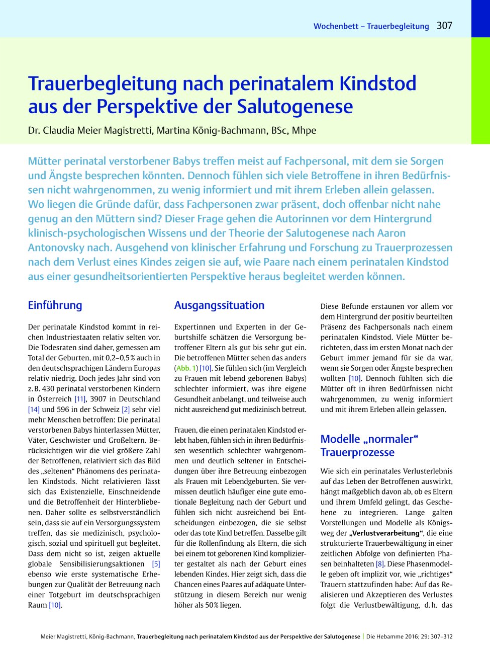 Vorschauseite 1: Trauerbegleitung nach perinatalem Kindstod aus der Perspektive der Salutogenese