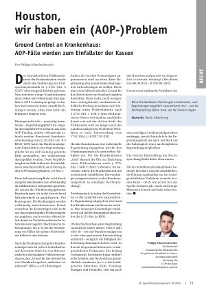 Vorschauseite 1: Houston, wir haben ein (AOP-)Problem Ground Control an Krankenhaus: AOP-Fälle werden zum Einfallstor der Kassen
