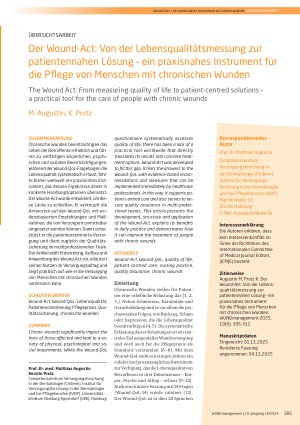 Vorschauseite 1: Der Wound-Act: Von der Lebensqualitätsmessung zur patientennahen Lösung – ein praxisnahes Instrument für die Pflege von Menschen mit chronischen Wunden
