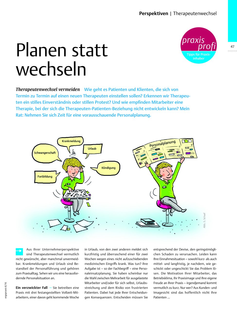 Vorschauseite 1: Planen statt wechseln ? Therapeutenwechsel vermeiden