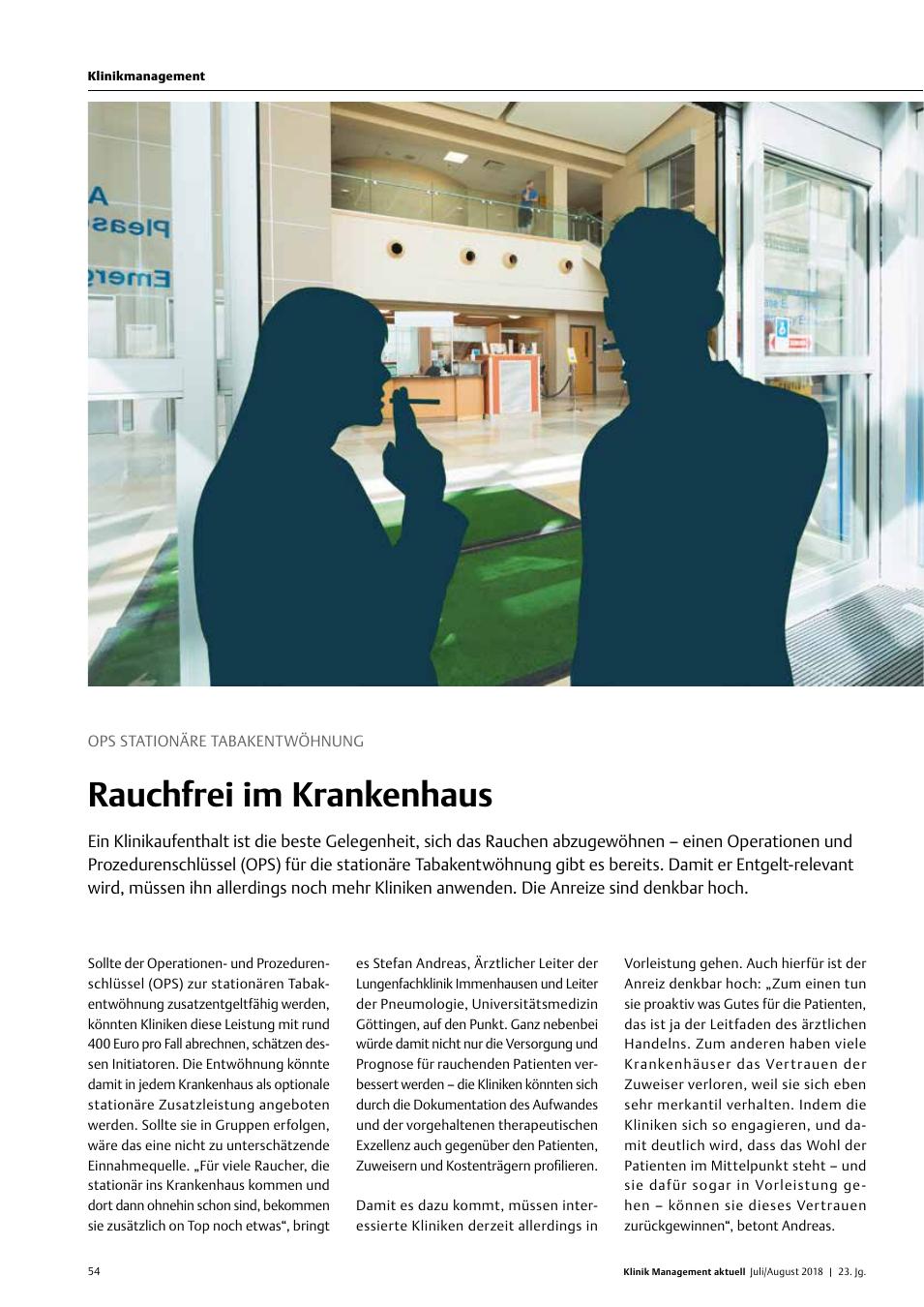 Vorschauseite 1: OPS stationäre Tabakentwöhnung: Rauchfrei im Krankenhaus