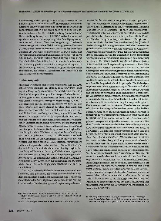 Vorschauseite 6: Aktuelle Entwicklungen im Gleichstellungsrecht des öffentlichen Dienstes in den Jahren 2022 und 2023