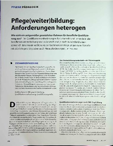 Vorschauseite 1: Pflege(weiter)bildung: Anforderungen heterogen