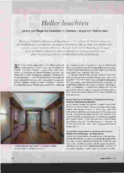 Vorschauseite 1: Heller leuchten. Licht in der Pflege von Menschen mit Demenz - längst kein Mythos mehr