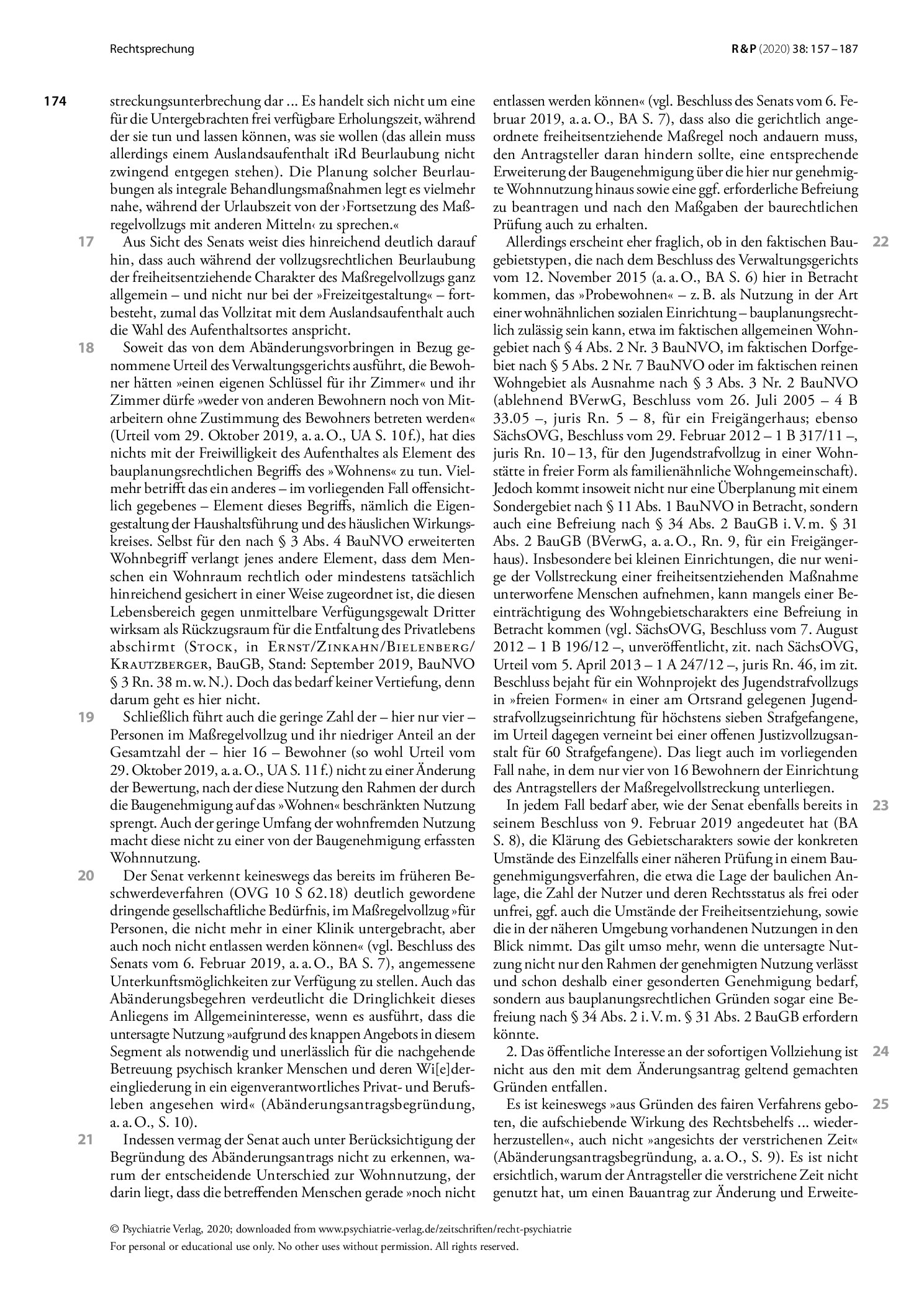 Vorschauseite 3: Verträglichkeit des bauplanungsrechtlichen Wohnens mit Unterbringungsmaßnahmen