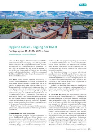 Vorschauseite 1: Hygiene aktuell – Tagung der DGKH Fachtagung vom 16. – 17. Mai 2025 in Essen