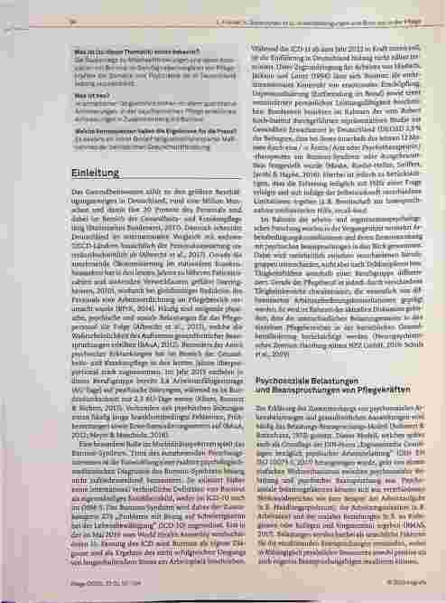 Vorschauseite 2: Psychosoziale Arbeitsbedingungen und Burnout-Symptome in der stationären somatischen und psychiatrischen Gesundheitsund Krankenpflege