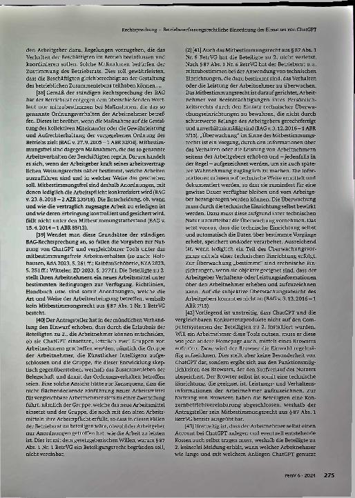 Vorschauseite 3: Betriebsverfassungsrechtliche Einordnung des Einsatzes von ChatGPT und anderer Systeme der künstlichen Intelligenz