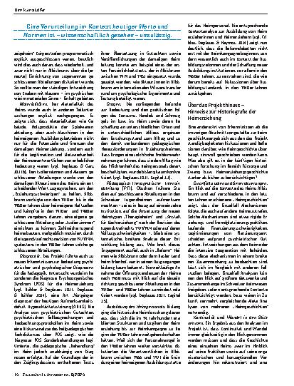 Vorschauseite 3: Kontinuität und Wandel am Beispiel des Landerziehungsheims Albisbrunn