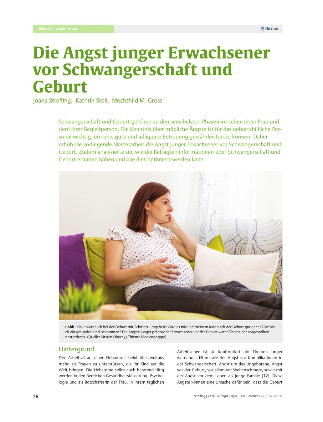 Vorschauseite 1: Die Angst junger Erwachsener vor Schwangerschaft und Geburt