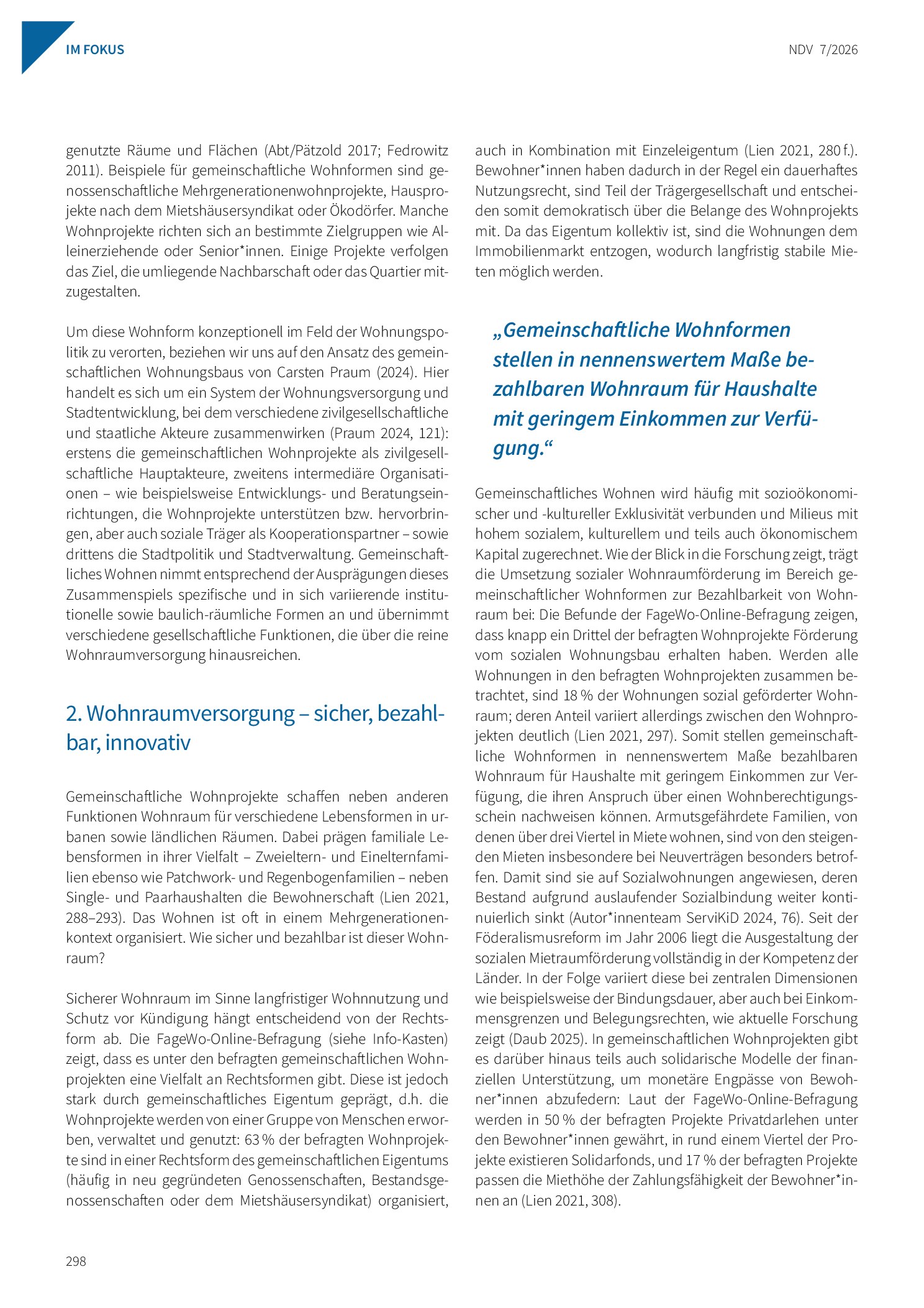 Vorschauseite 2: Sozialpolitische Dimensionen gemeinschaftlicher Wohnformen: Ansätze und Befunde aus familienorientierter Sicht