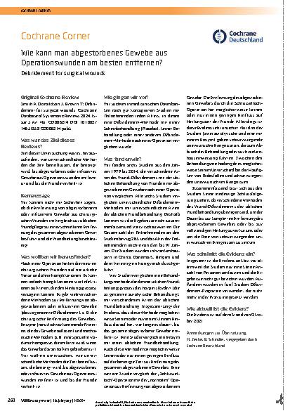 Vorschauseite 1: Wie kann man abgestorbenes Gewebe aus Operationswunden am besten entfernen?