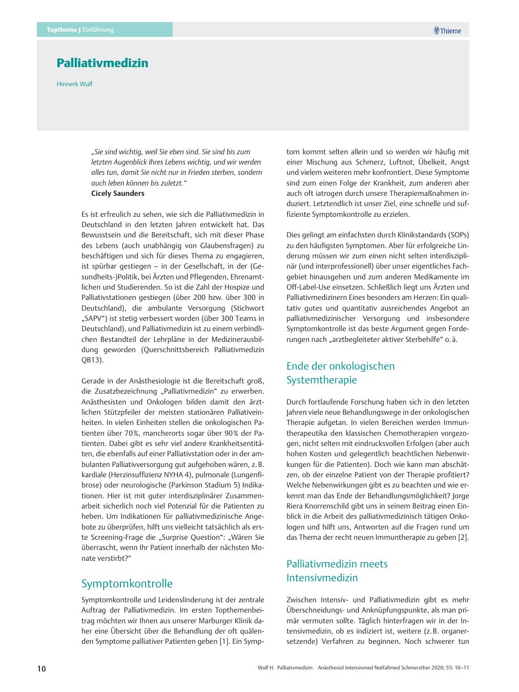 Vorschauseite 1: Palliativmedizin