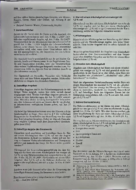 Vorschauseite 4: Grundfragen der Kennzeichnung von Bier