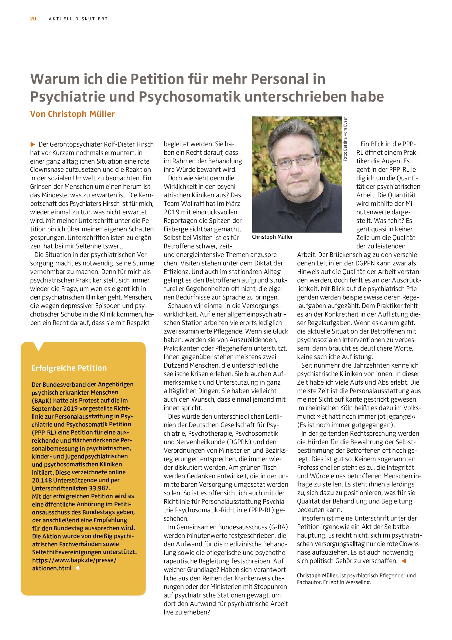 Vorschauseite 1: Warum ich die Petition für mehr Personal in Psychiatrie und Psychosomatik unterschrieben habe