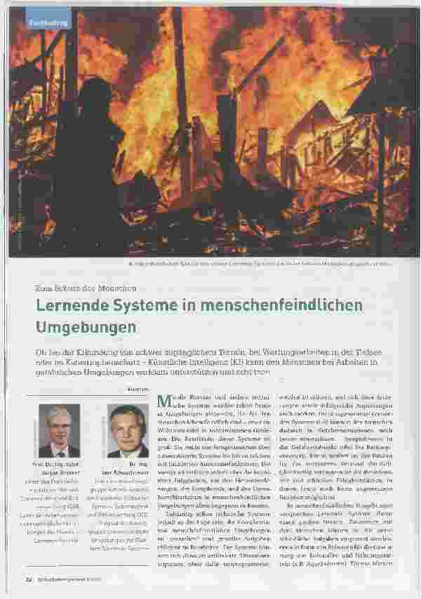 Vorschauseite 1: Zum Schutz des Menschen Lernende Systeme in menschenfeindlichen Umgebungen