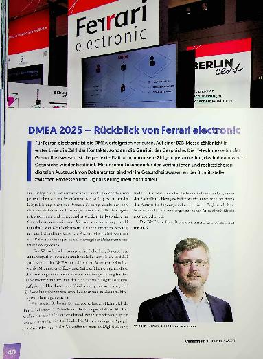 Vorschauseite 1: DMEA 2025 - Rückblick von Ferrari electronic