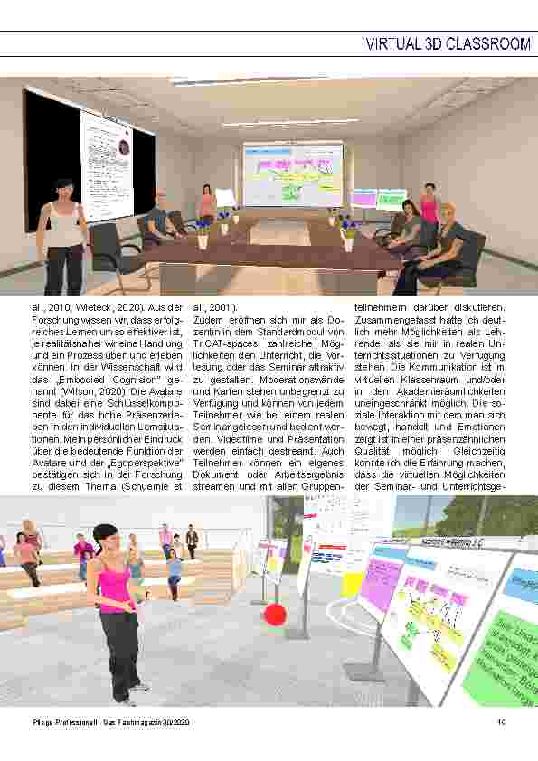Vorschauseite 2: Virtual 3D Classroom/Akademie - ein Zukunftsmodell: Erfahrungsbericht