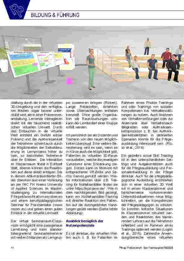 Vorschauseite 3: Virtual 3D Classroom/Akademie - ein Zukunftsmodell: Erfahrungsbericht