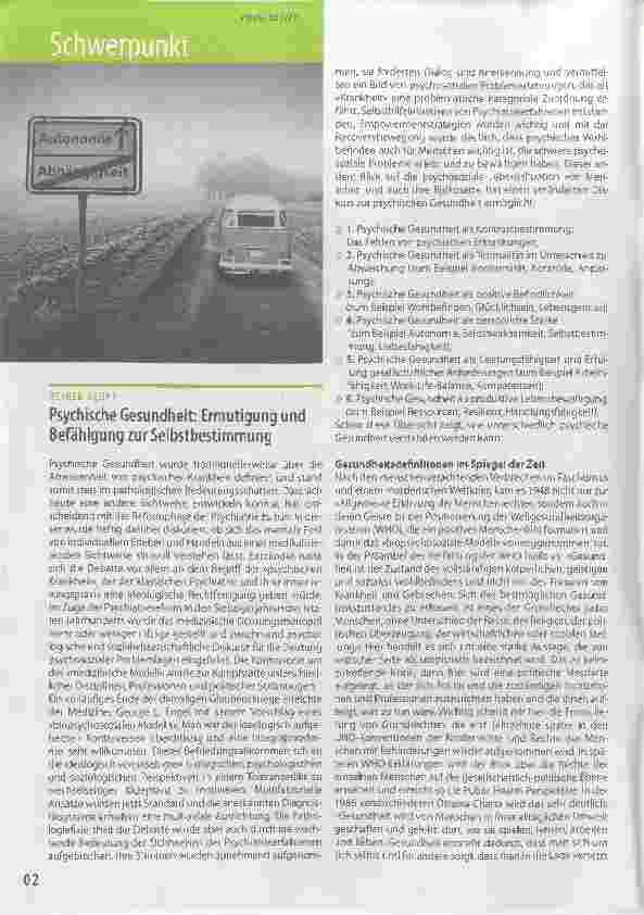 Vorschauseite 1: Psychische Gesundheit: Ermutigung und Befähigung zur Selbstbestimmung