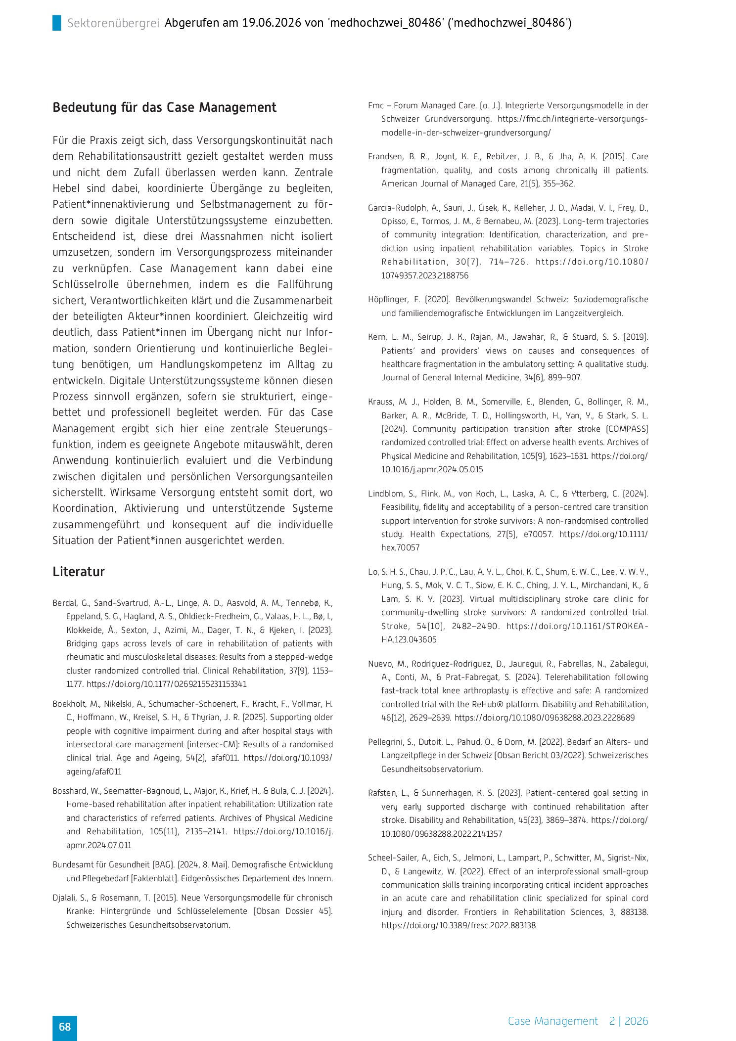 Vorschauseite 4: Sektorenübergreifende Versorgung nach dem Rehabilitationsaustritt bewusst gestalten