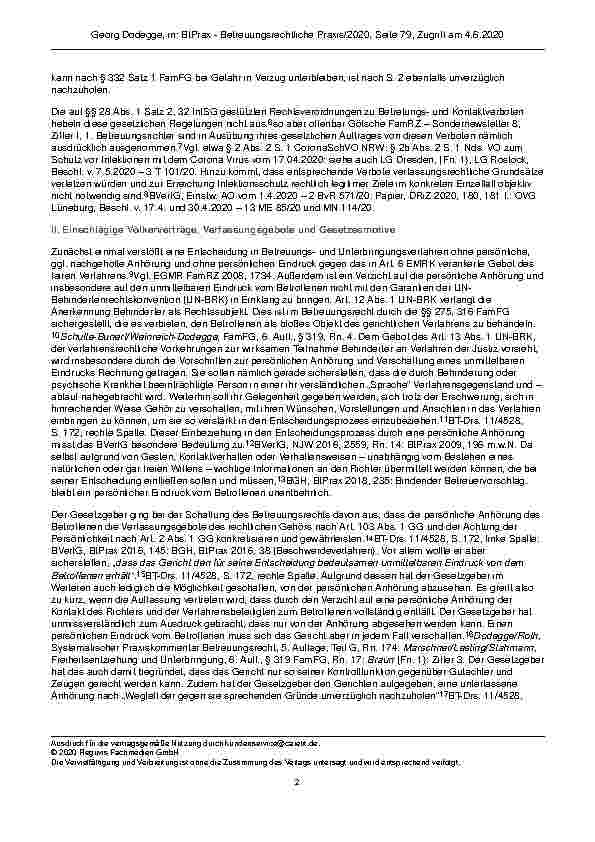 Vorschauseite 2: Persönliche Anhörung und persönlicher Eindruck in Betreuungsund Unterbringungssachen in Zeiten der Covid-19-Pandemie
