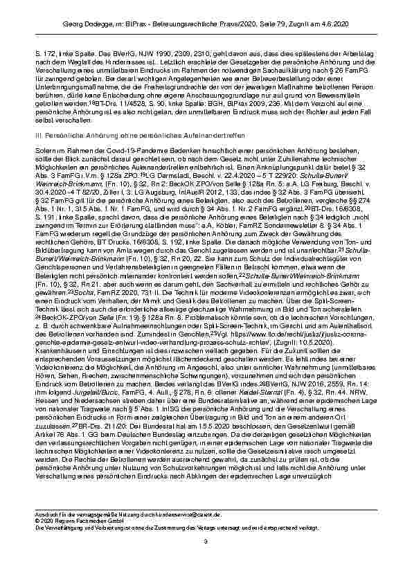 Vorschauseite 3: Persönliche Anhörung und persönlicher Eindruck in Betreuungsund Unterbringungssachen in Zeiten der Covid-19-Pandemie