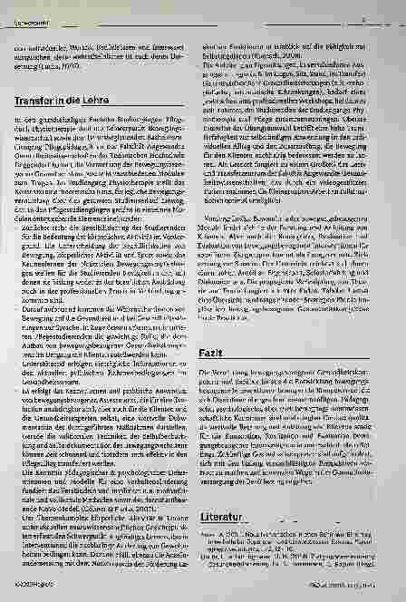 Vorschauseite 6: Bewegungsbezogene Gesundheitskompetenz (bGK) Die Vermittlung von bGK in der Lehre für eine qualitativ hochwertige Klientenversorgung
