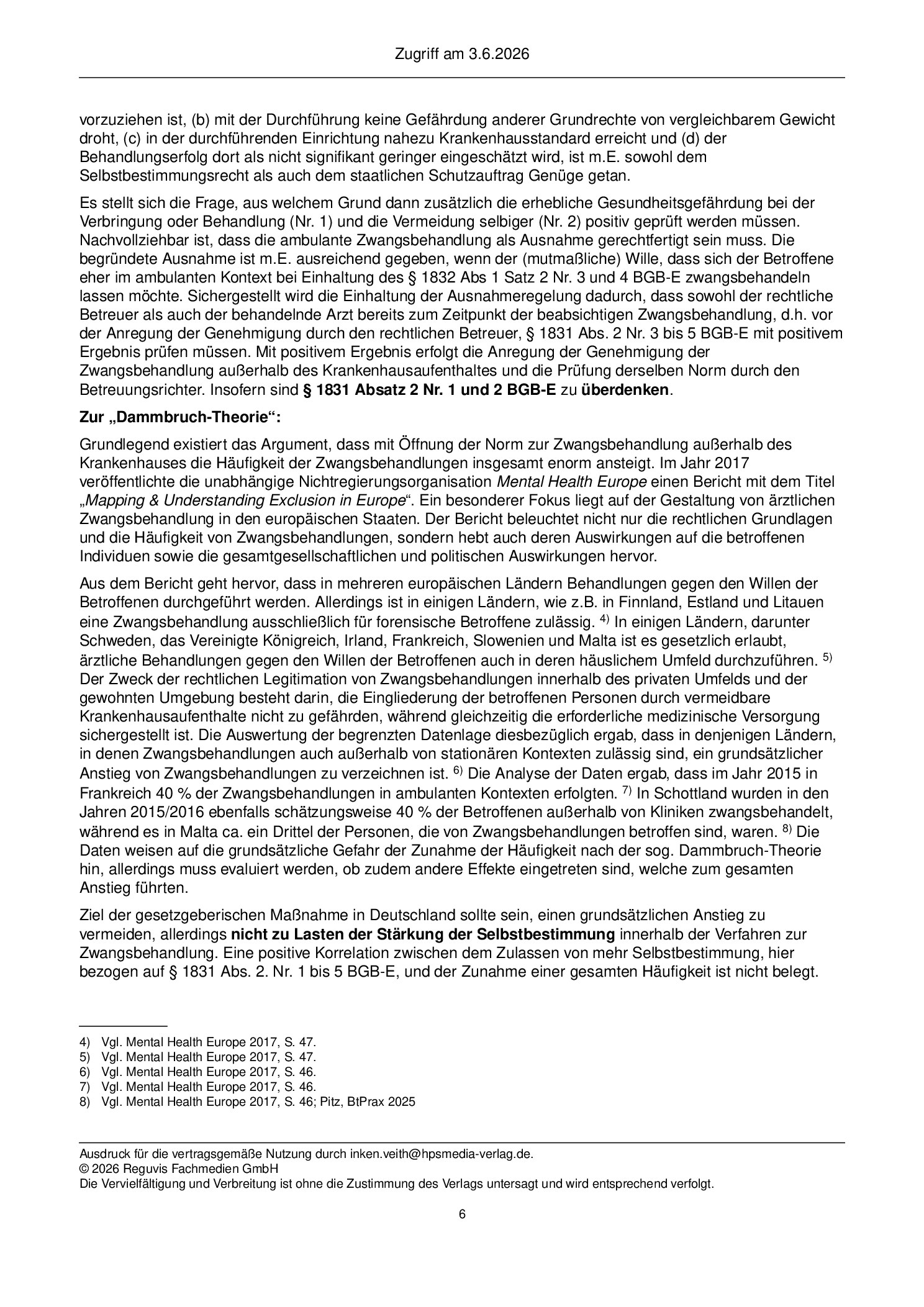 Vorschauseite 6: Stellungnahmen zum Referentenentwurf des Gesetzes zur Änderung der Regelung über ärztliche Zwangsmaßnahmen im Betreuungsrecht