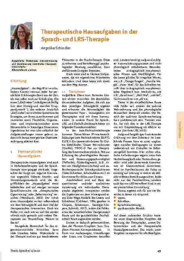 Vorschauseite 1: Therapeutische Hausaufgaben in der Sprachund LRS-Therapie