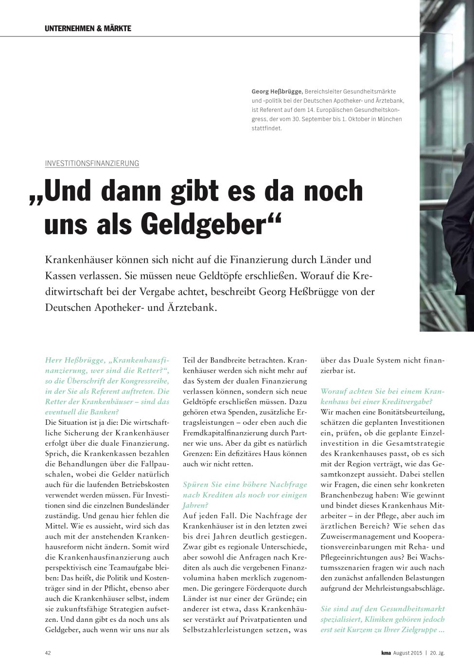 Vorschauseite 1: „Und dann gibt es da noch uns als Geldgeber”