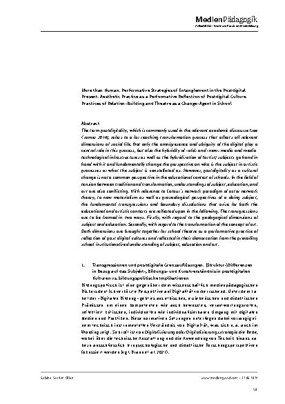 Vorschauseite 2: More than human: Performative Strategien des Entanglements in der postdigitalen Gegenwart