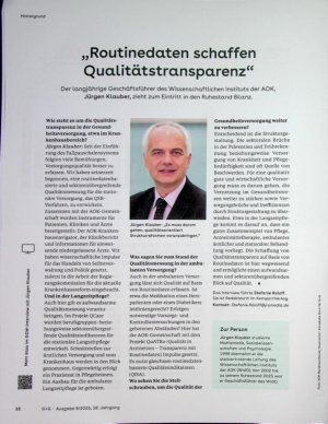 Vorschauseite 1: „Routinedaten schaffen QuaLitätstransparen“