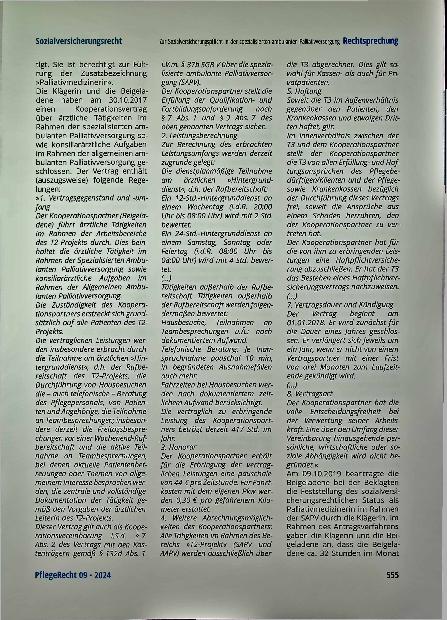 Vorschauseite 5: Zur Sozialversicherungspflicht in der spezialisierten ambulanten Palliativversorgung (Palliativ-Care-Team)