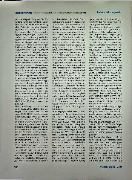 Vorschauseite 6: Zur Sozialversicherungspflicht in der spezialisierten ambulanten Palliativversorgung (Palliativ-Care-Team)